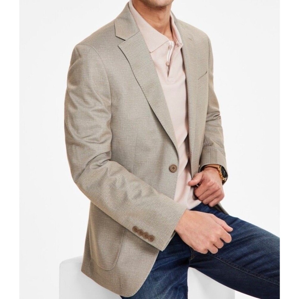 $295 NEW CALVIN KLEIN MENS 38R TAN SOFT STRETCH BLAZER SPORT COAT SUIT JACKET